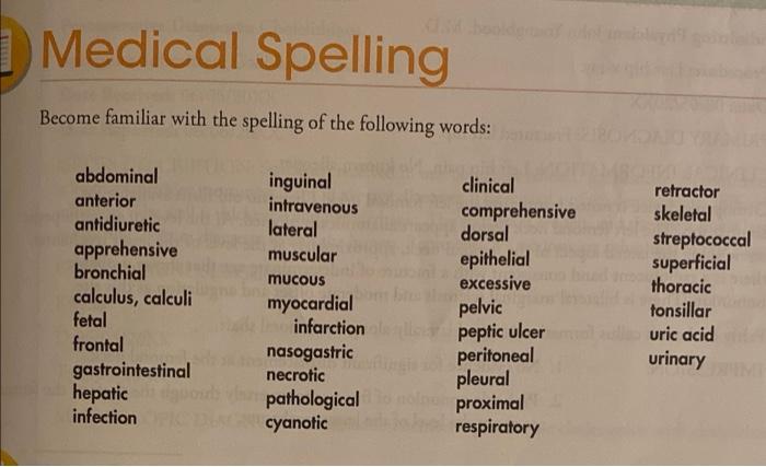 Hosa medical spelling practice test