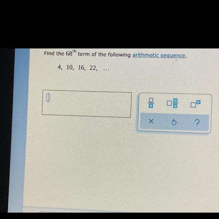 Find the 68th term of the arithmetic sequence