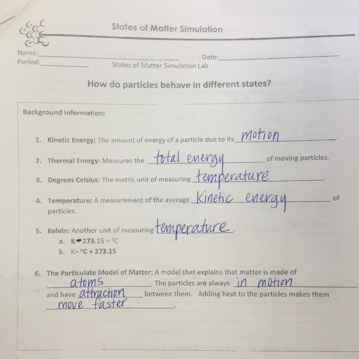 Phet simulation states of matter answer key